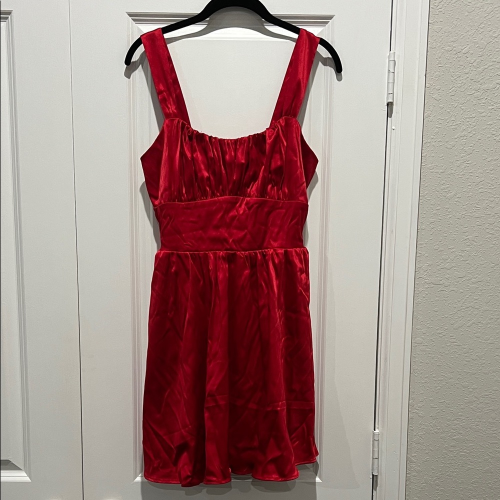 Francesca’s Red Satin Sleeveless Mini Dress